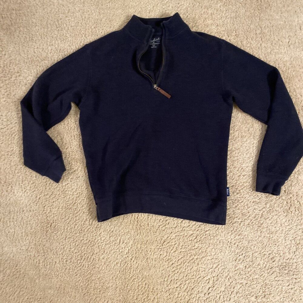 Men’s Woolrich Pull over 3/4 zip sweater Sz M Navy Blue